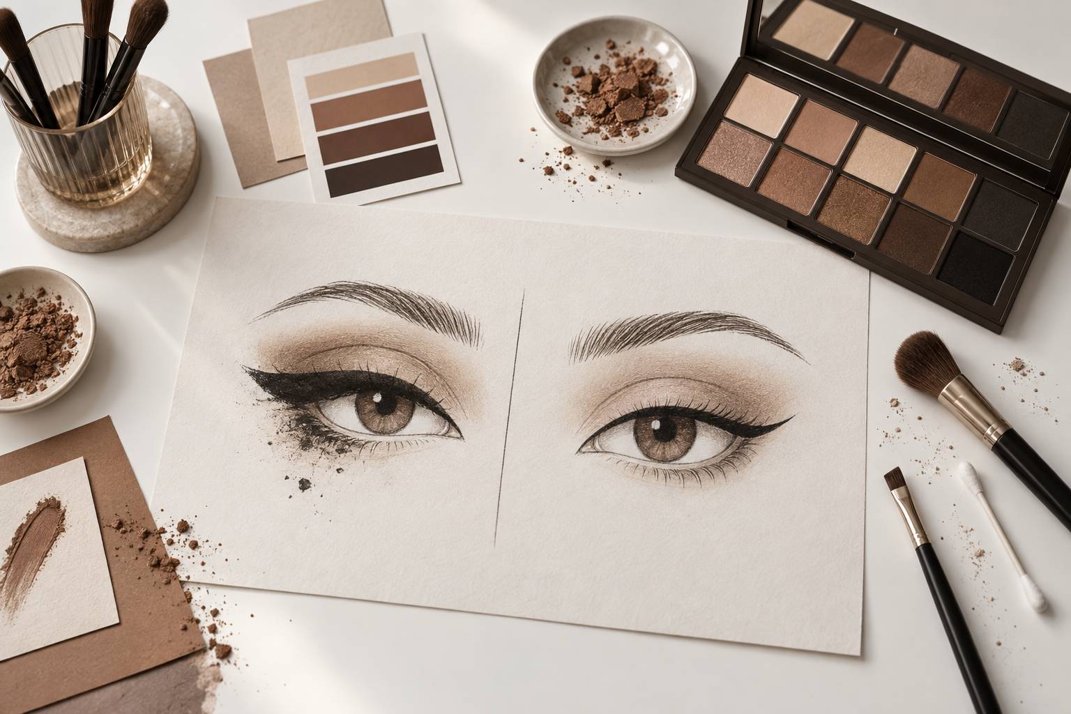 Illustration éditoriale du sujet : Errori comuni nel trucco occhi e come correggerli