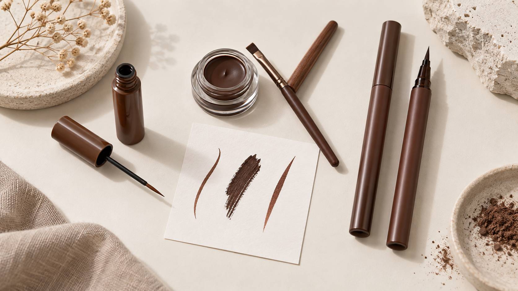 Illustration éditoriale du sujet : Eyeliner liquido, in gel o in penna: le differenze