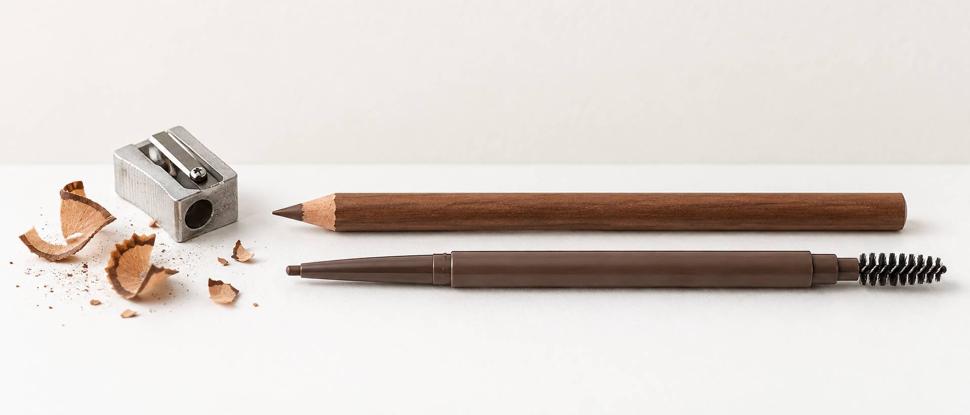 Illustration éditoriale du sujet : Matita sopracciglia in legno o retrattile: che cosa cambia