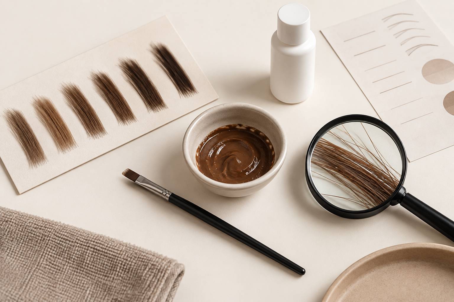 Illustration éditoriale du sujet : Tinta sopracciglia: durata, INCI e chi deve evitarla